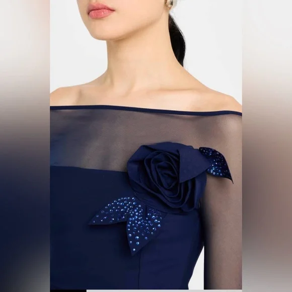 Chiara Boni La Petite Robe “Saori”
Illusion-Sleeve Flower Column Gown- Sz 12 - Picture 5 of 10